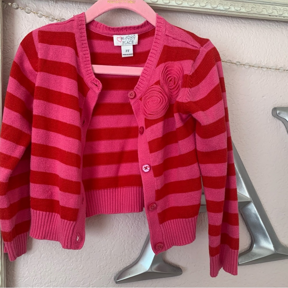 Pink and Red Striped Cardigan children’s place
